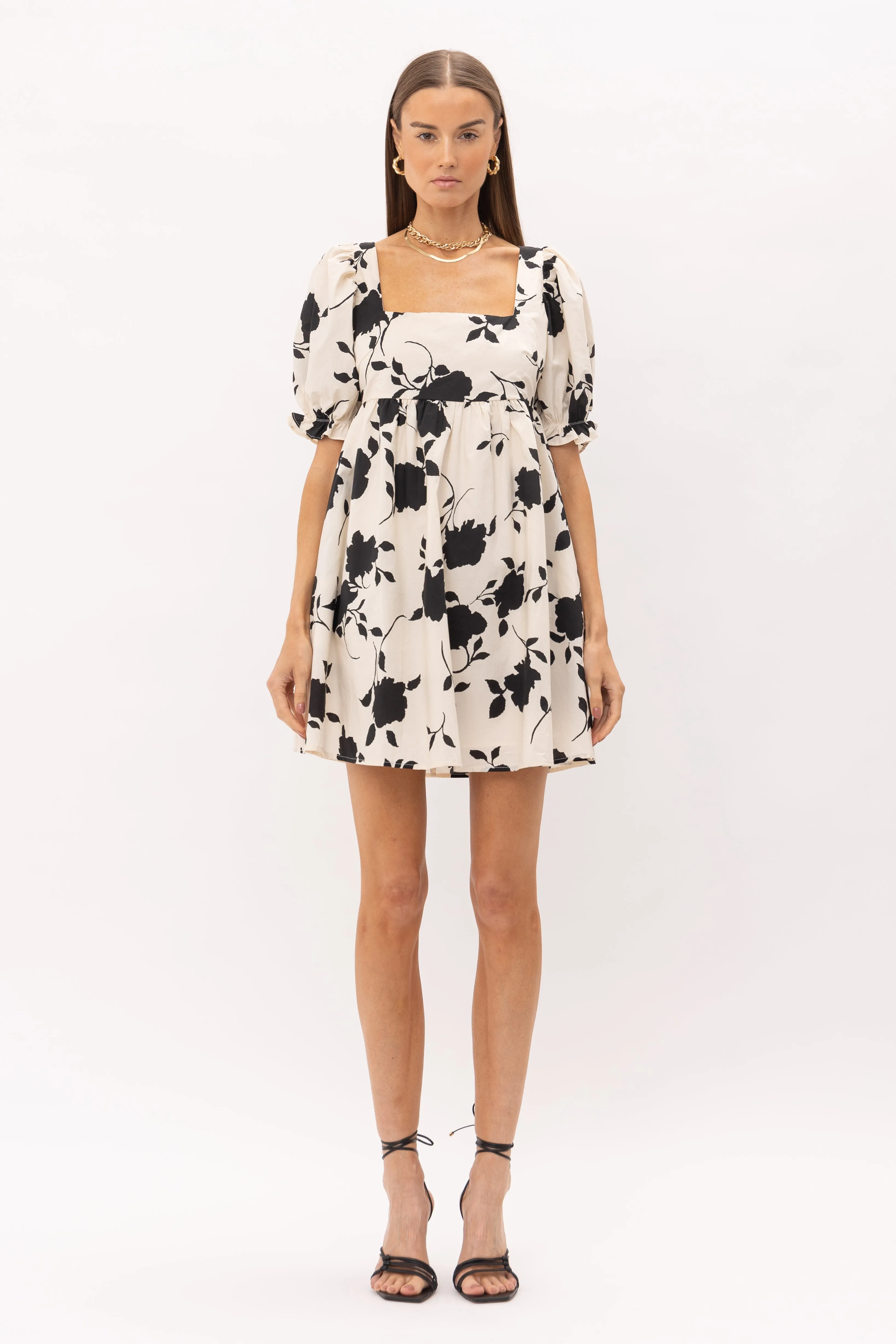 Black and Ivory Floral Dress