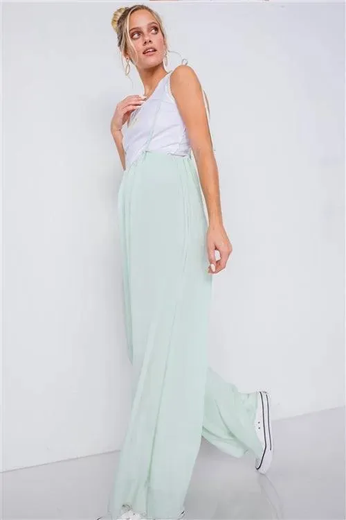 Mint Overall Vintage Sheer Wide Leg Jumpsuit / 2-1-1